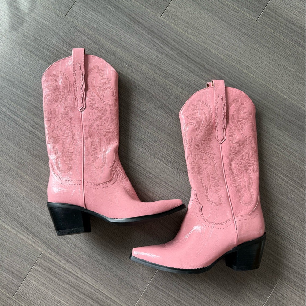 Jeffery Campbell pink leather cowboy boots - Picture 2 of 5